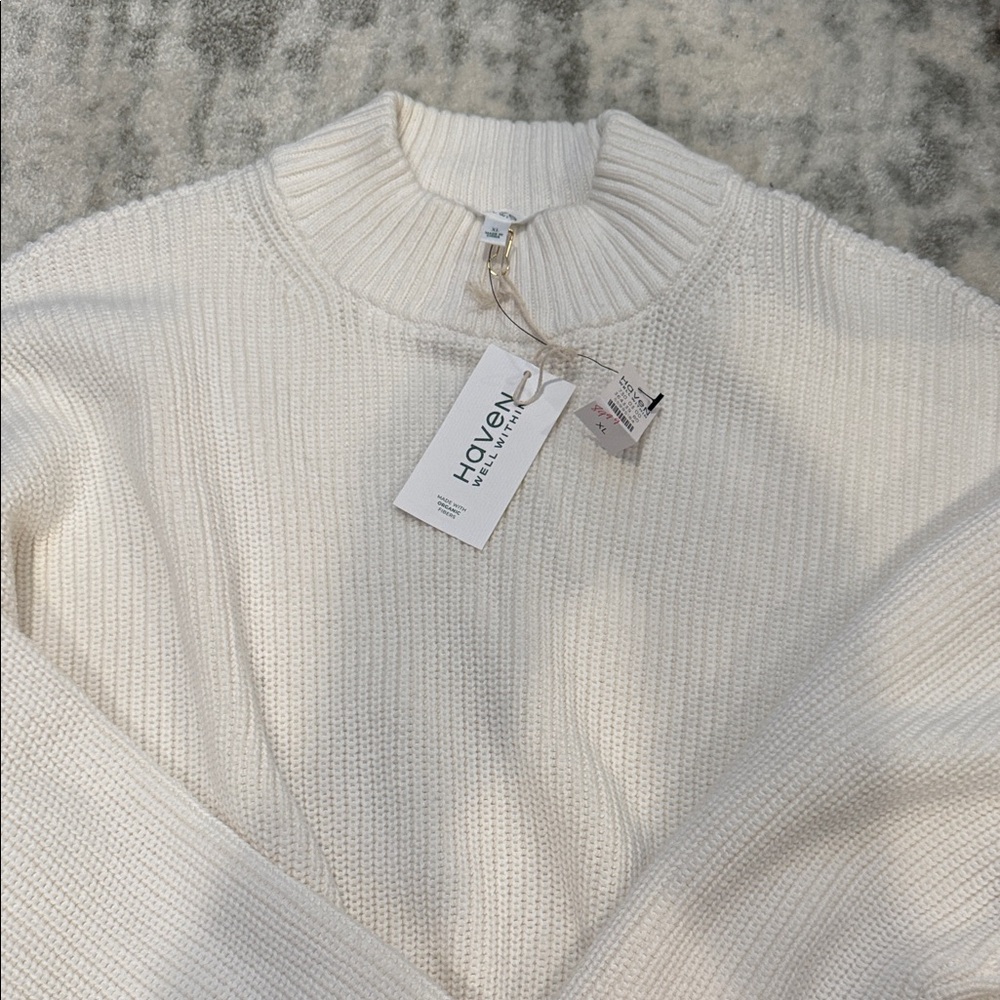 NWT Haven Well Within Cream Cotton Sweater Size XL - Picture 3 of 6